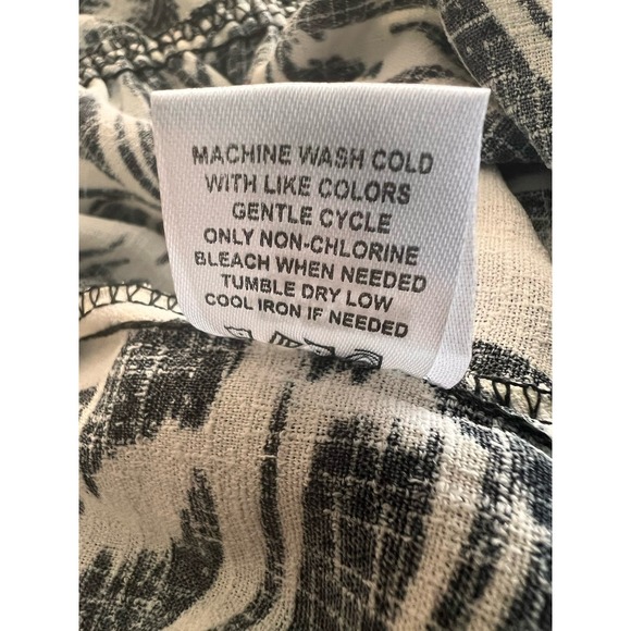 Adrienne Vittadini XL Black White Palm Print Wide Leg Jumpsuit Belted - Picture 3 of 6